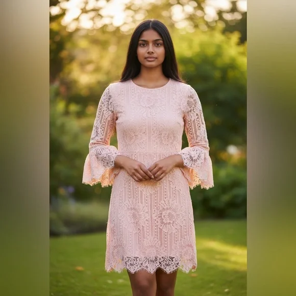 H&M Women's Blush Lace Mini Dress - Picture 2 of 15